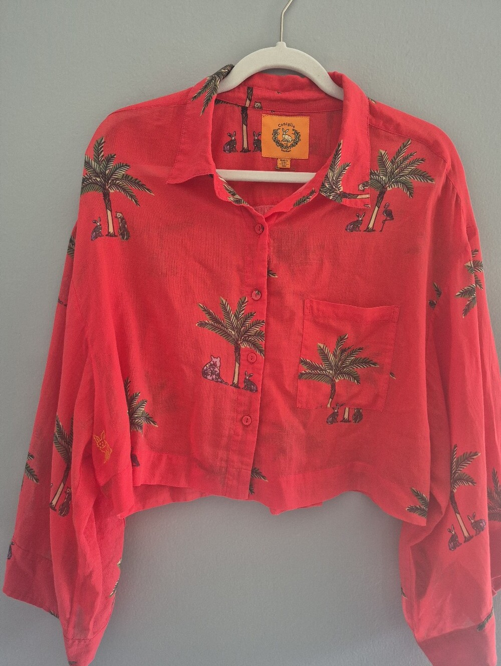 Coniglio Palm Beach Cropped  Button-Down Shirt - One Size
